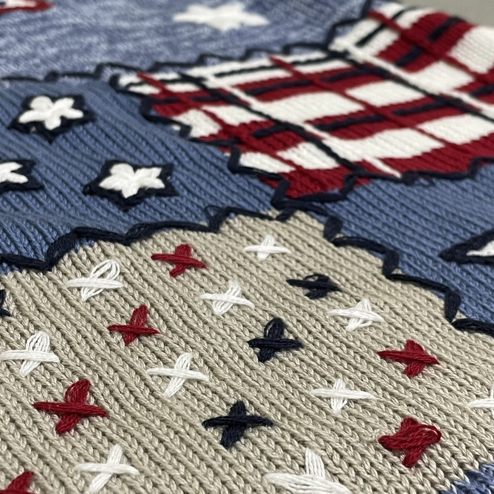 Vintage Women's Vest  Patriotic Button Down‎ Sweater Vest Embroidered Top 90s - Picture 10 of 16